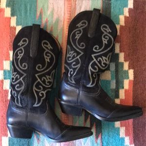 Black Leather Cowboy Boots